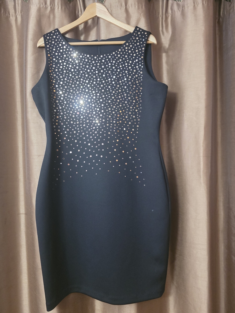 Sleeveless Black Sheath Dress with Sparkling Embellishments